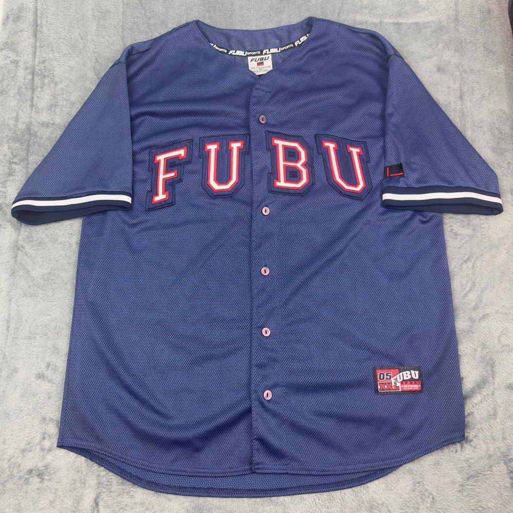 Vintage FUBU SPORT 05 All Star Team Baseball Jersey Blue Mens XL